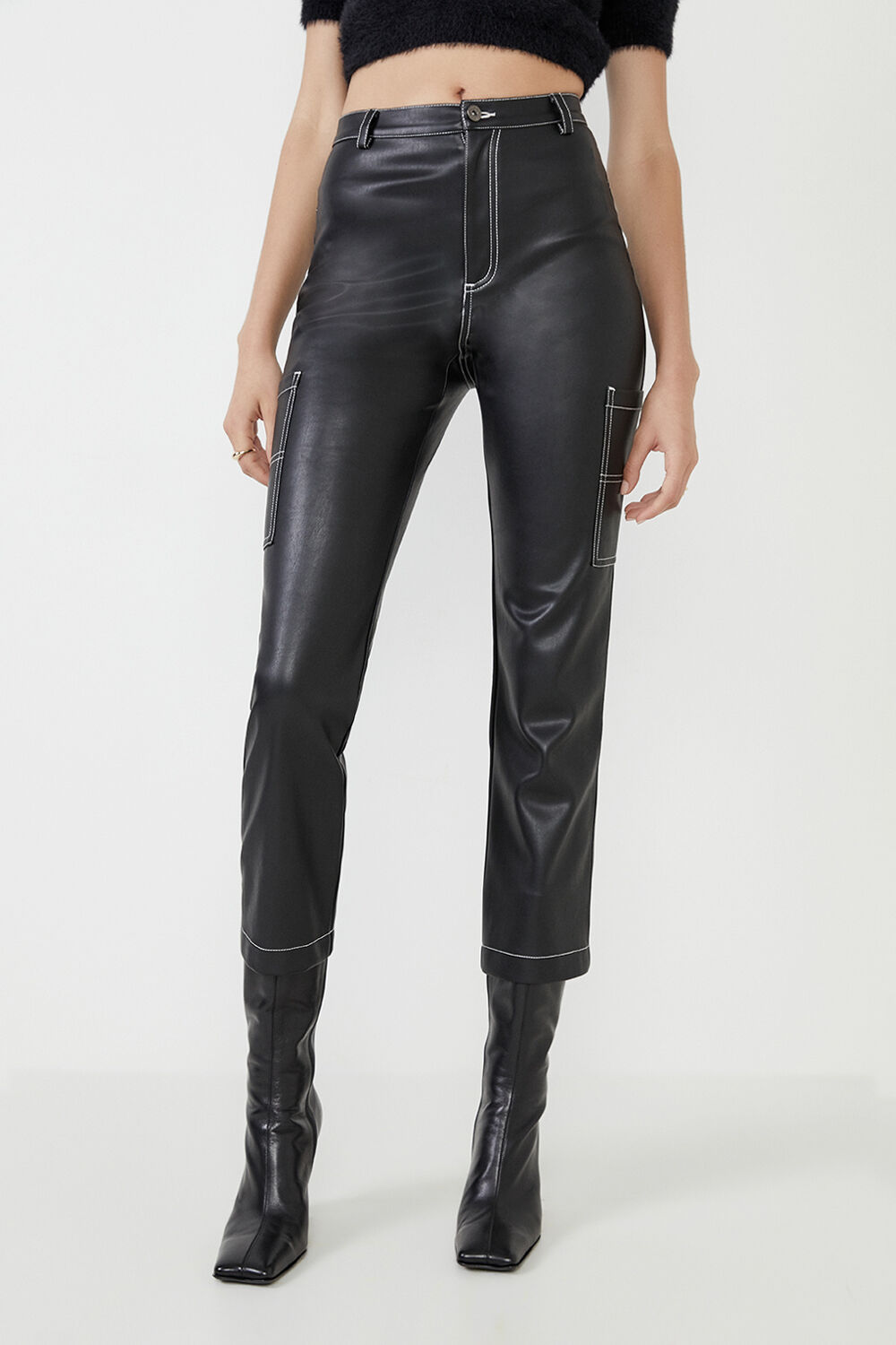 GIGI VEGAN LEATHER PANT in colour CAVIAR