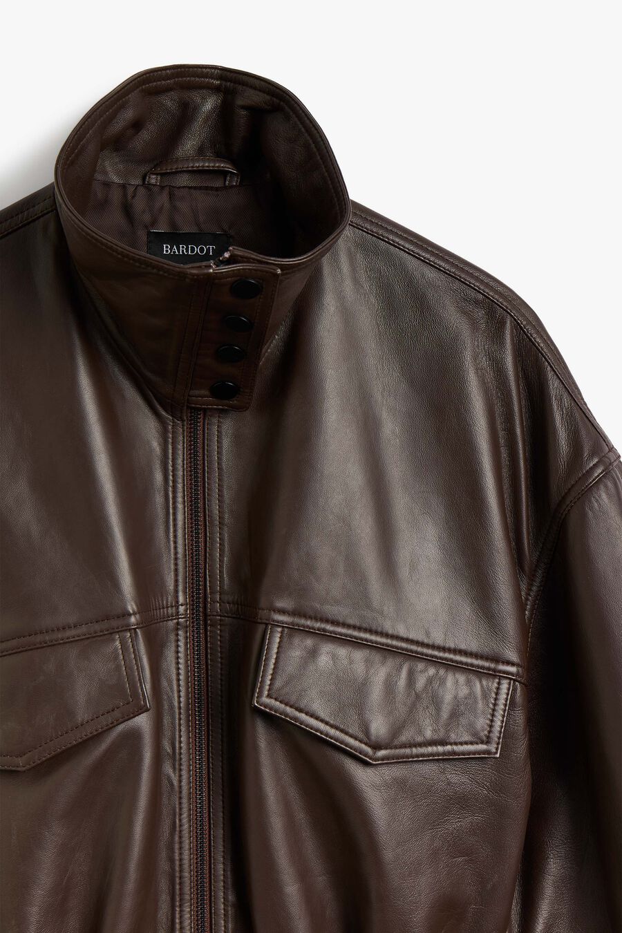 ANJA LEATHER JACKET in colour Dark Chocolate