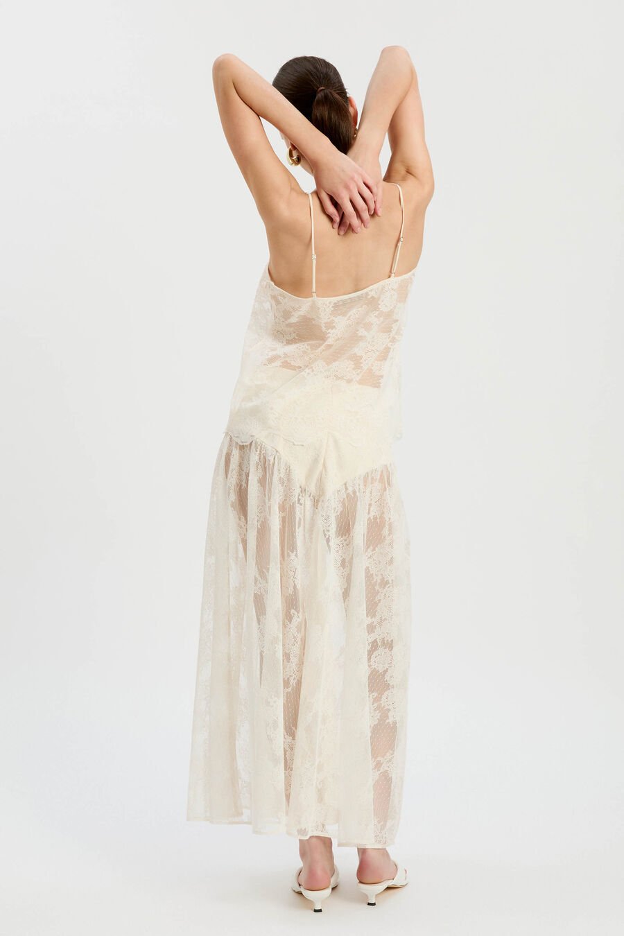 HILDIE SHEER LACE CAMI in colour Light Beige