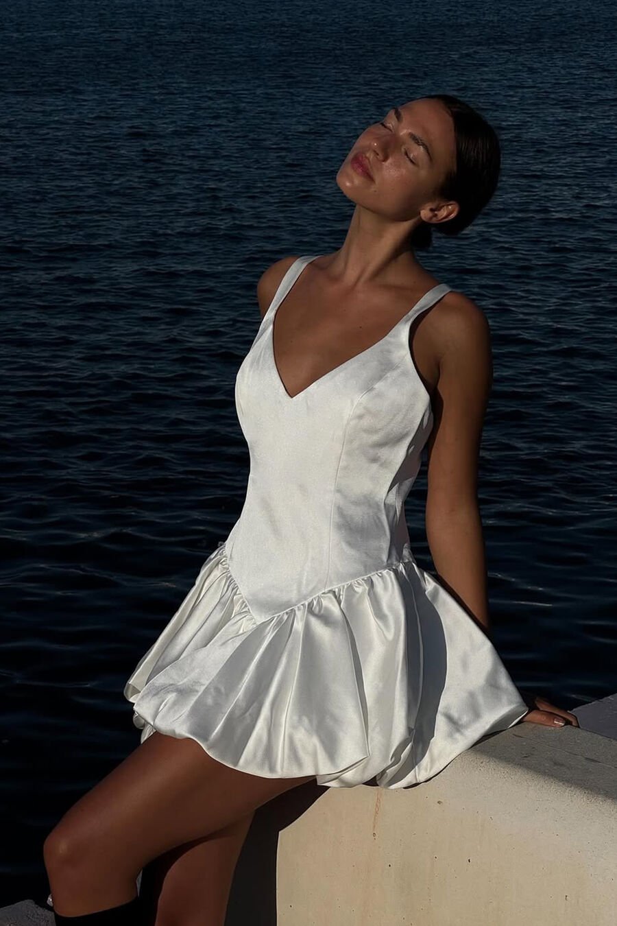 ORIA BUBBLE MINI DRESS in colour ORCHIDWHT