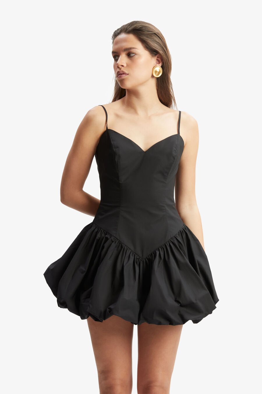 LISSETT POPLIN MINI DRESS in colour BLACK