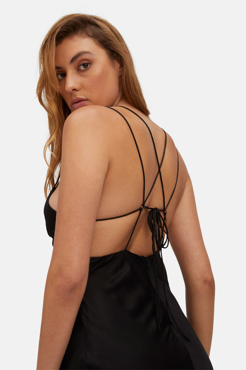 LUCIA MIDI SLIP DRESS in colour CAVIAR