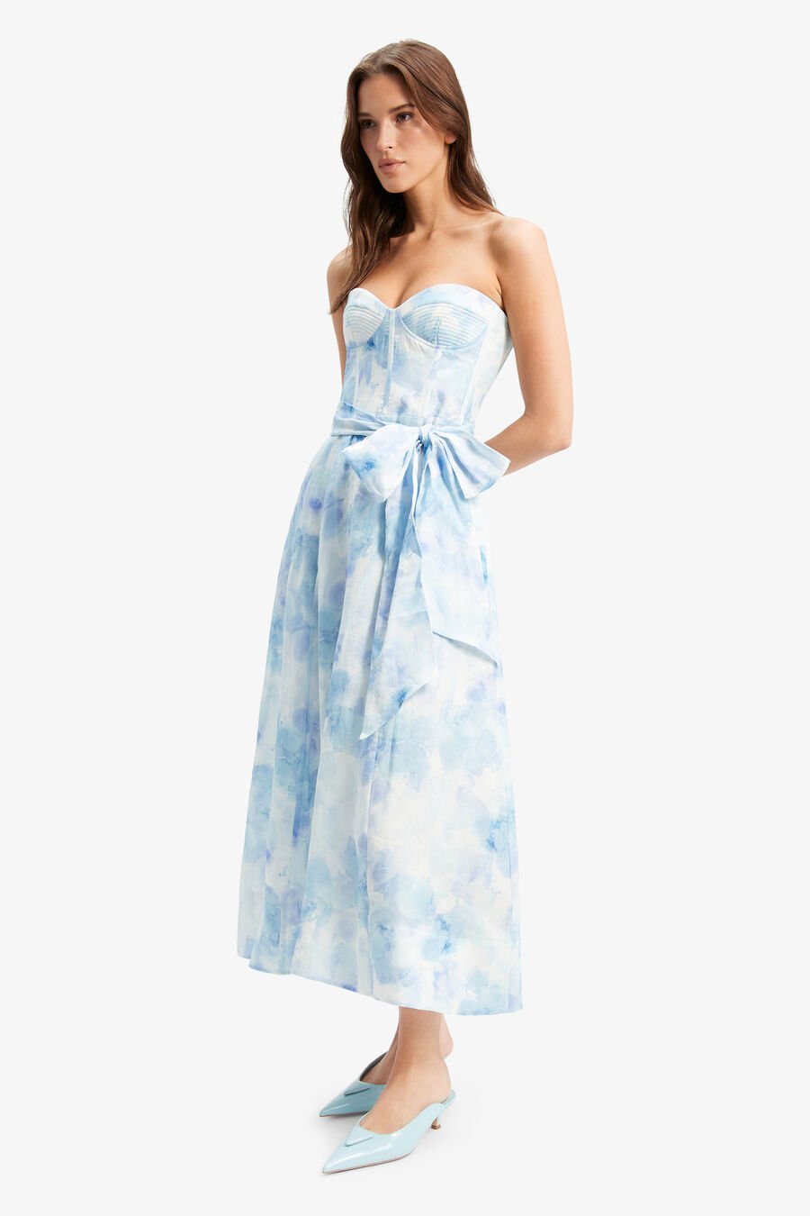 VIBRANT TIE DYE MIDI DRESS in colour AQUA TEDYE