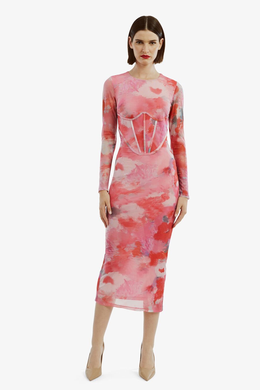 LENA MESH MIDI DRESS in colour WILDFLOWER