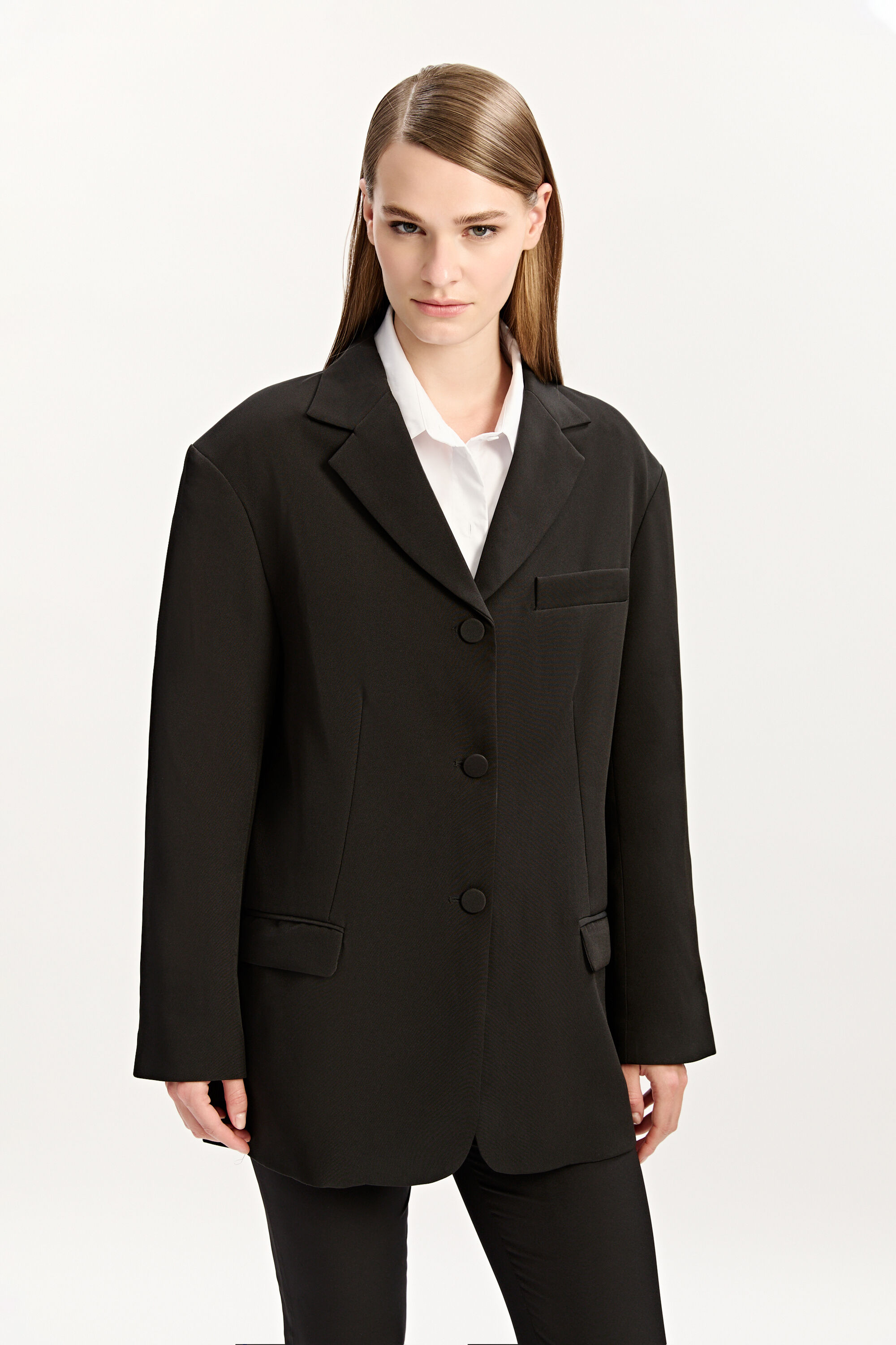 Akia Oversized Blazer In Black | Bardot