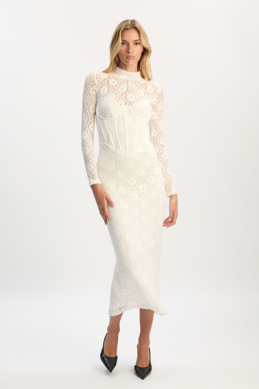 Carmen Lace Corset Midi Dress