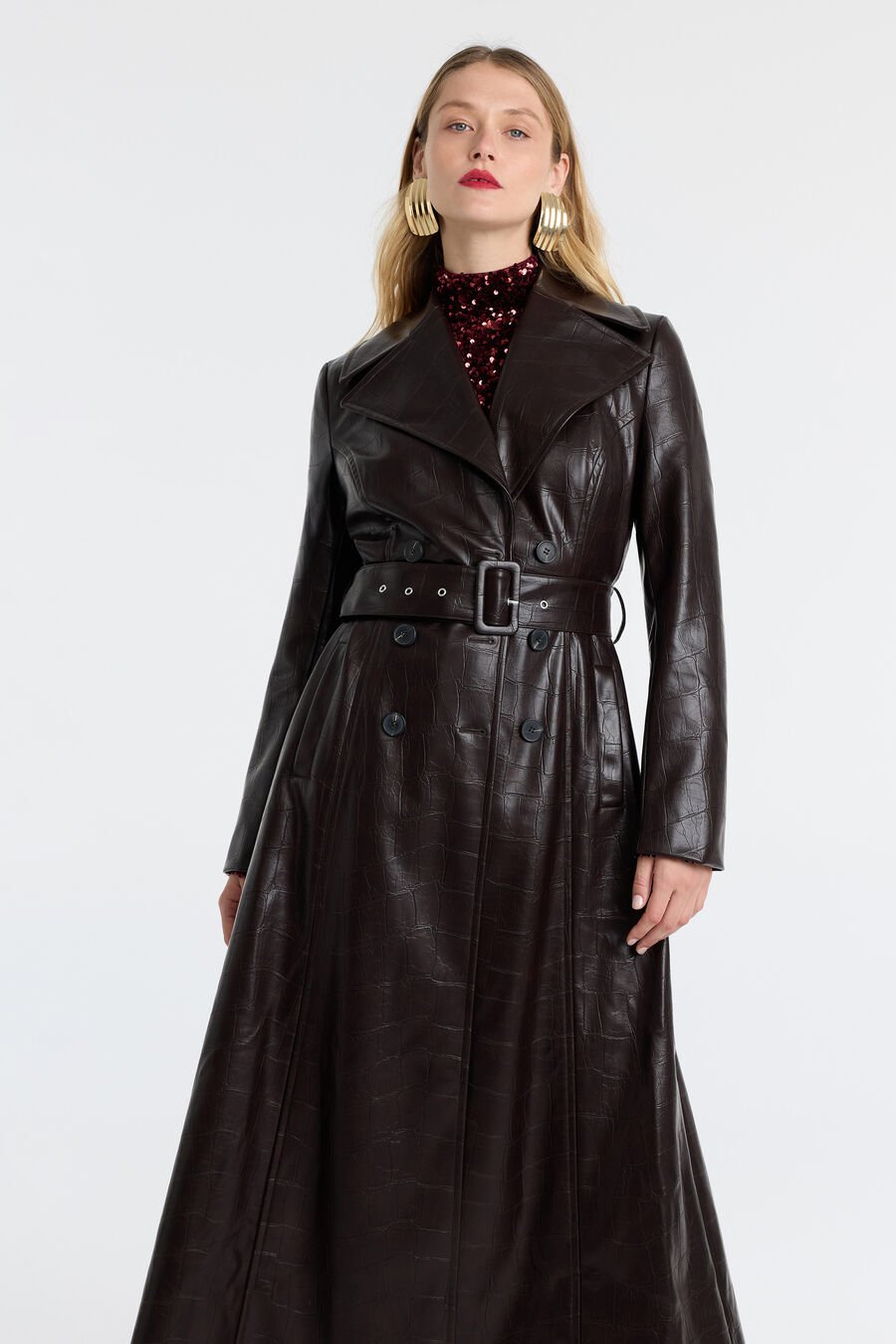 Andros Vegan Croc Leather Coat