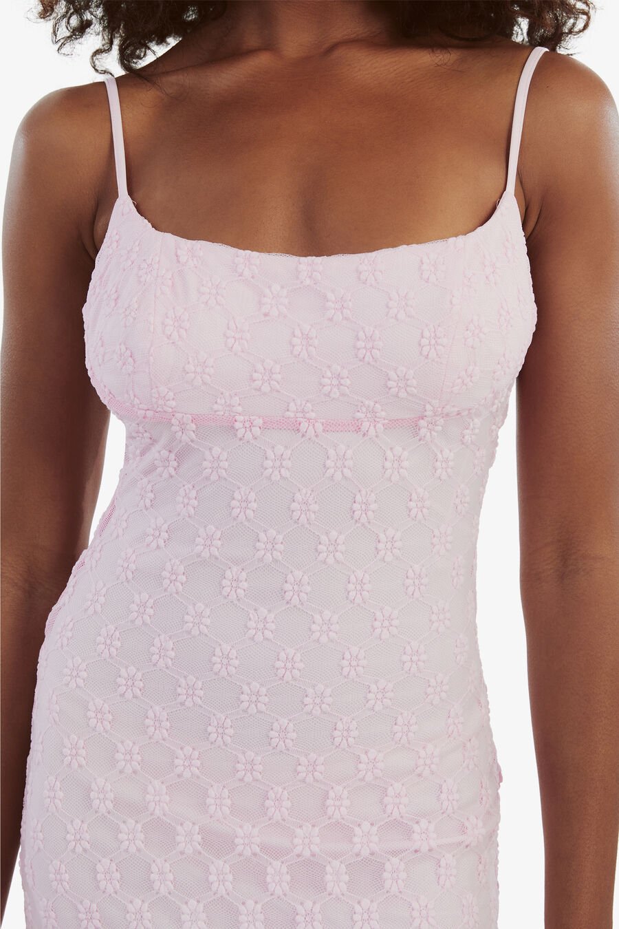 ADONI MESH MIDI DRESS in colour SOFT PINK