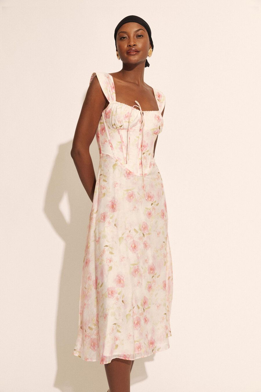 ESRA PRINTED MIDI DRESS in colour Pink Floral