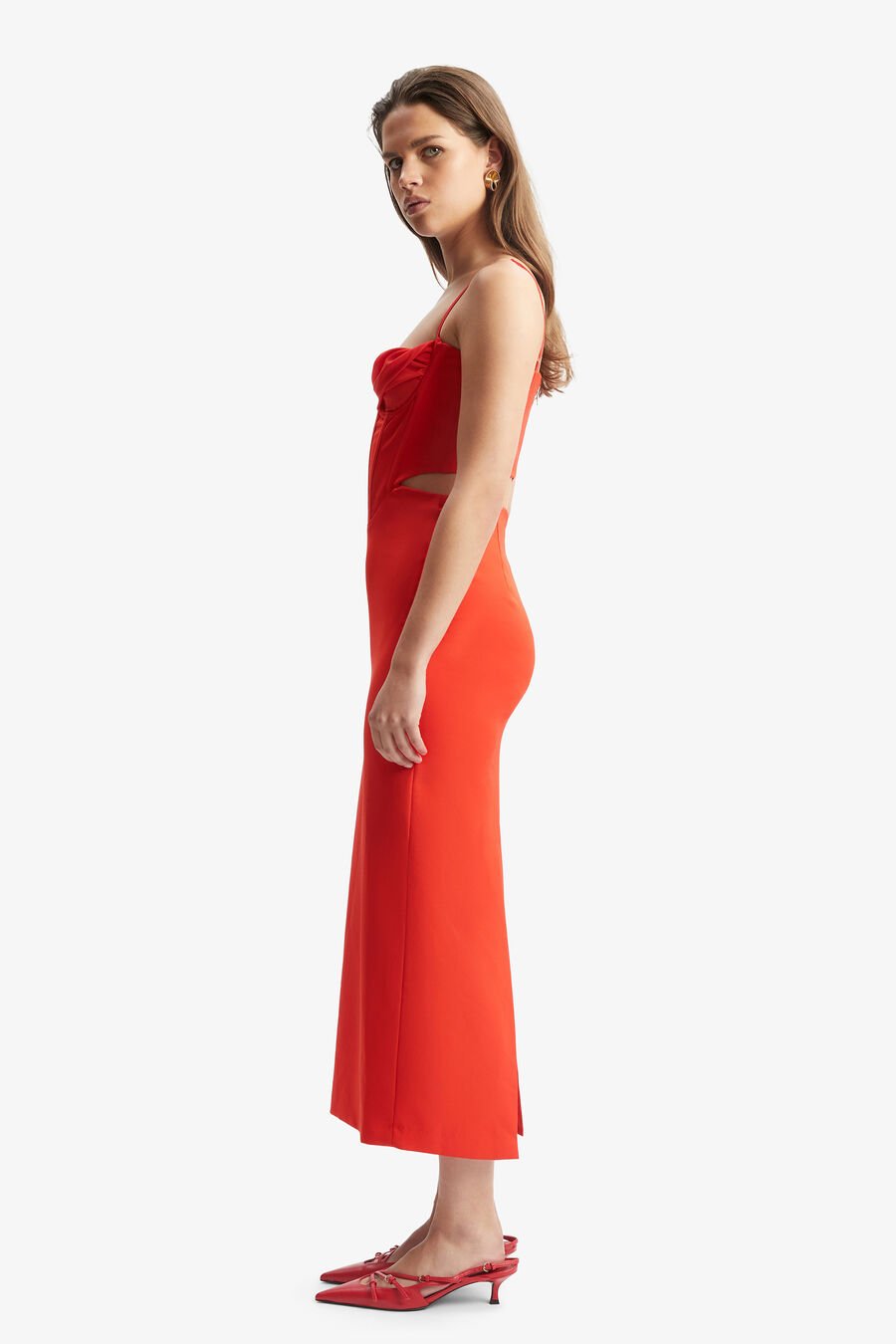MARTINI MIDI DRESS in colour FIRE RED