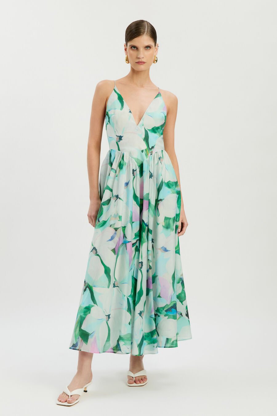 ARLETHA HALTER MAXI DRESS in colour Green Flo