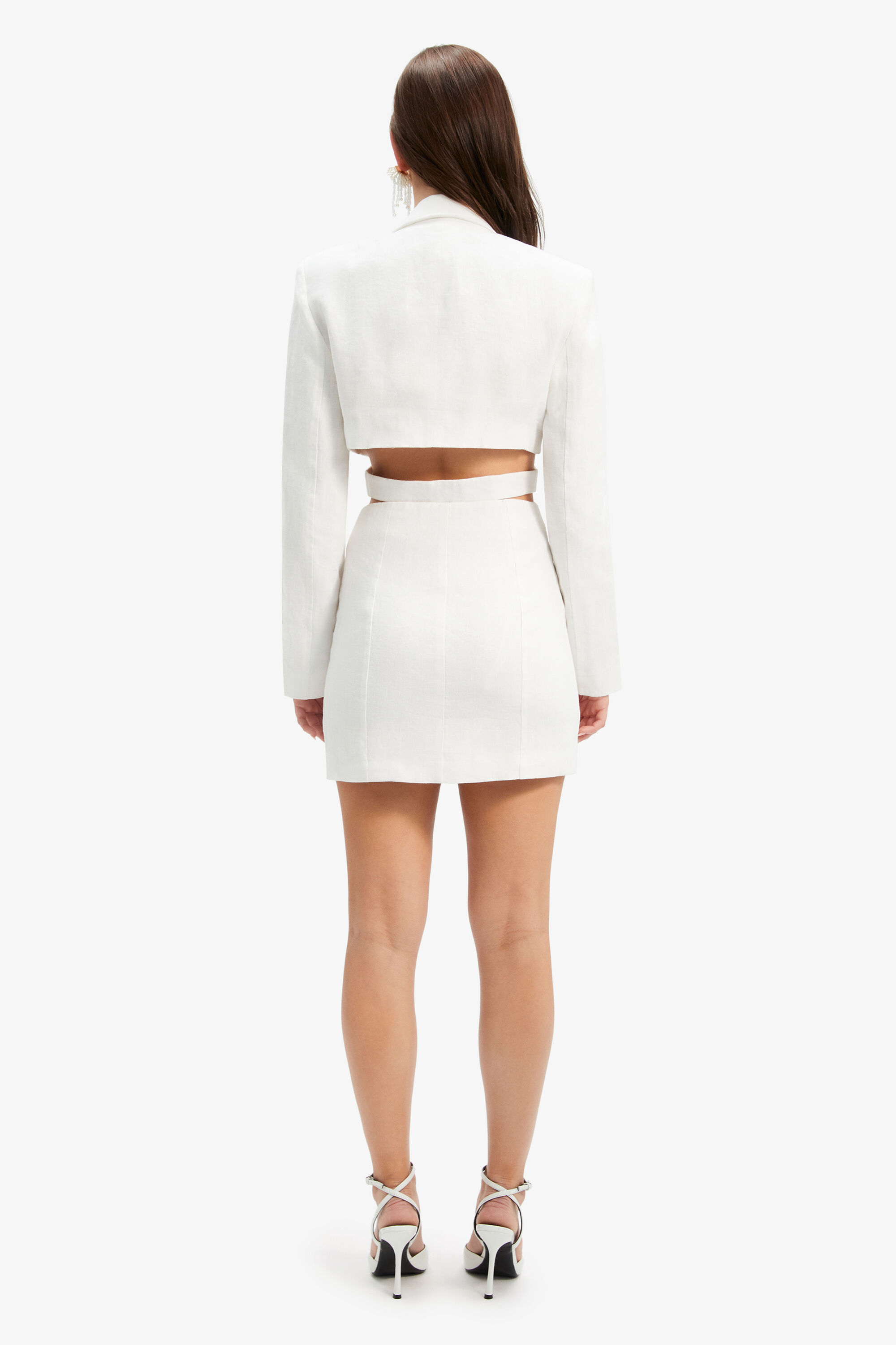 Tribeca Linen Blazer Dress In Ivory Bardot