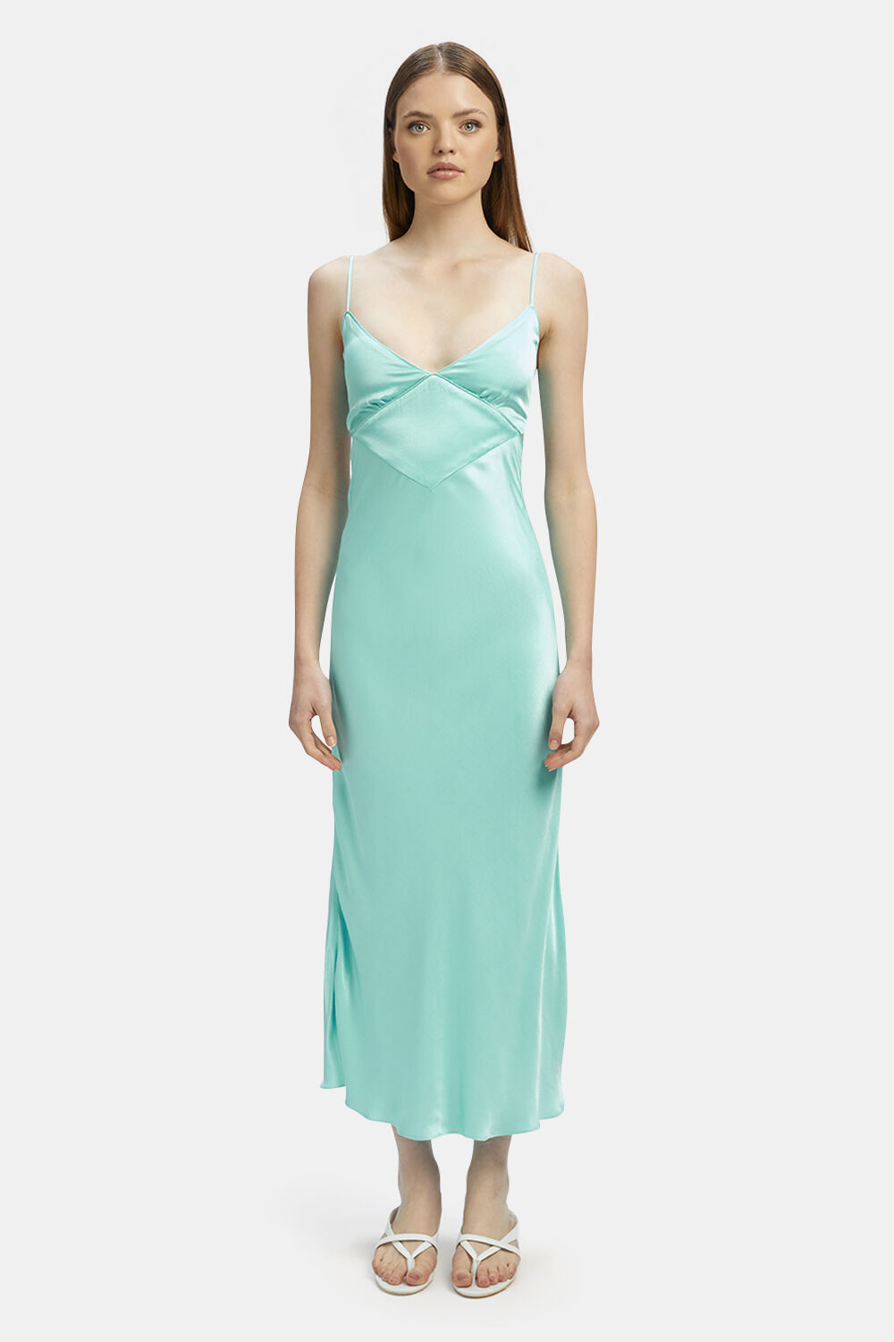 Malinda Slip Dress In Aqua Bardot