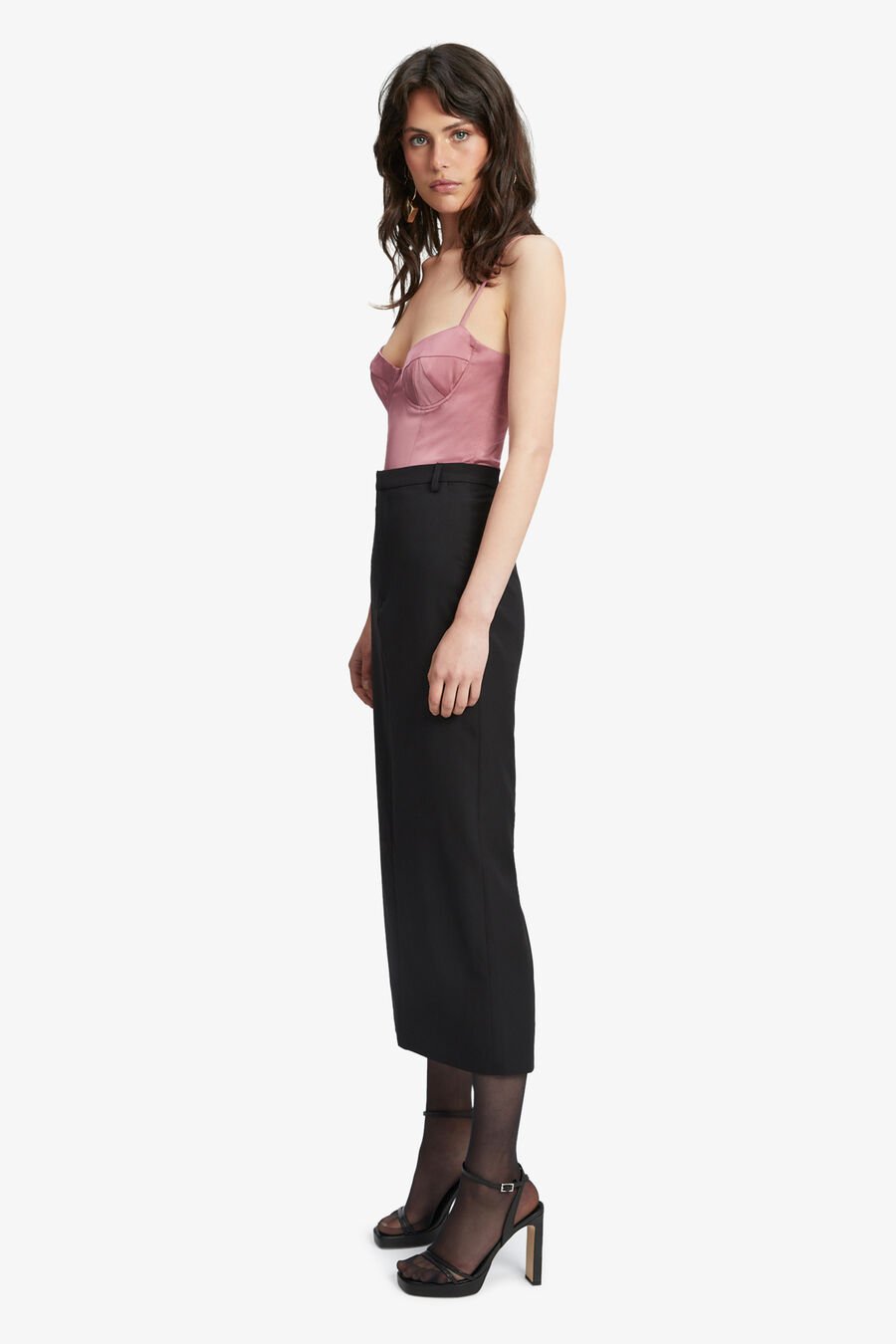 TAILORED MIDI SKIRT in colour BLACK