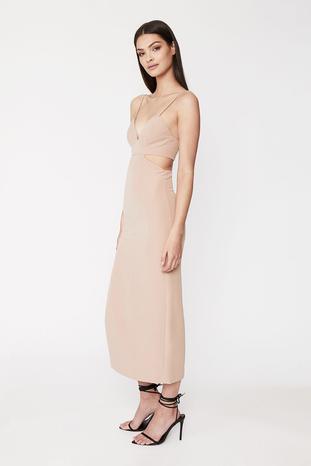 CUT OUT SLIT MIDI in colour TAN