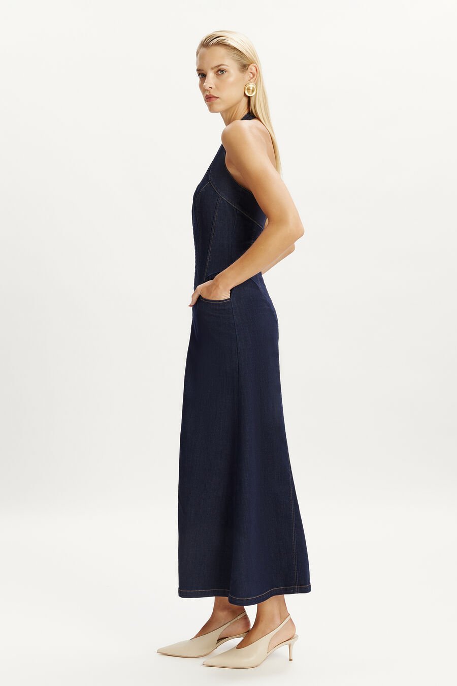 MARTEL DENIM MIDI DRESS in colour DARK