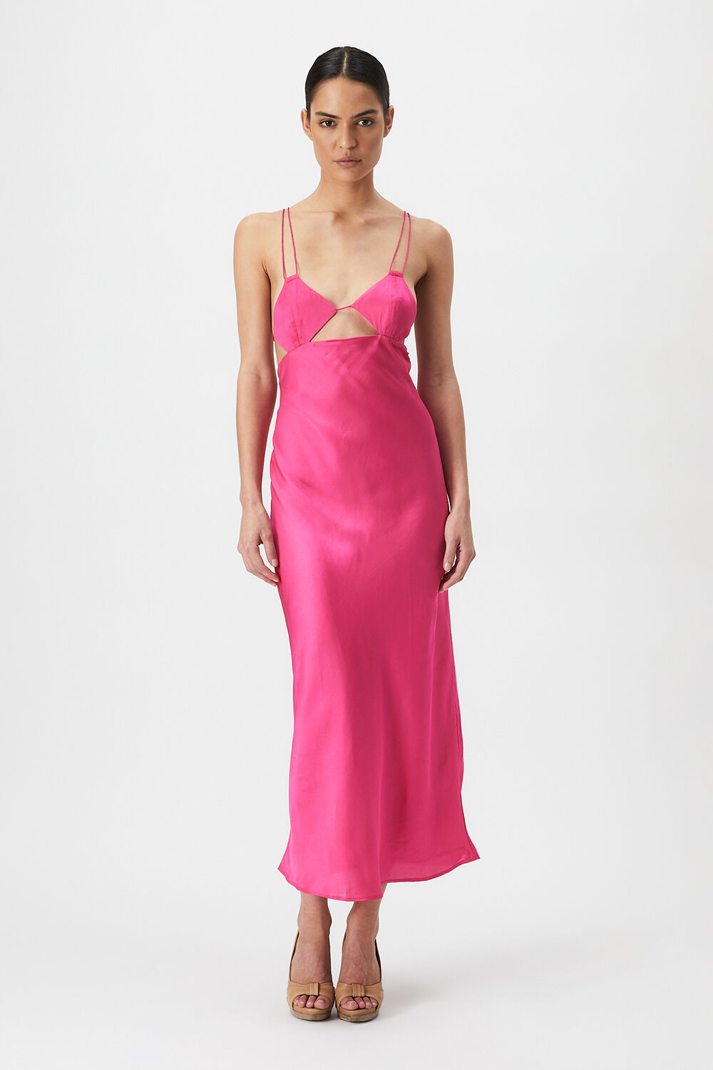Blush silk sales slip dress