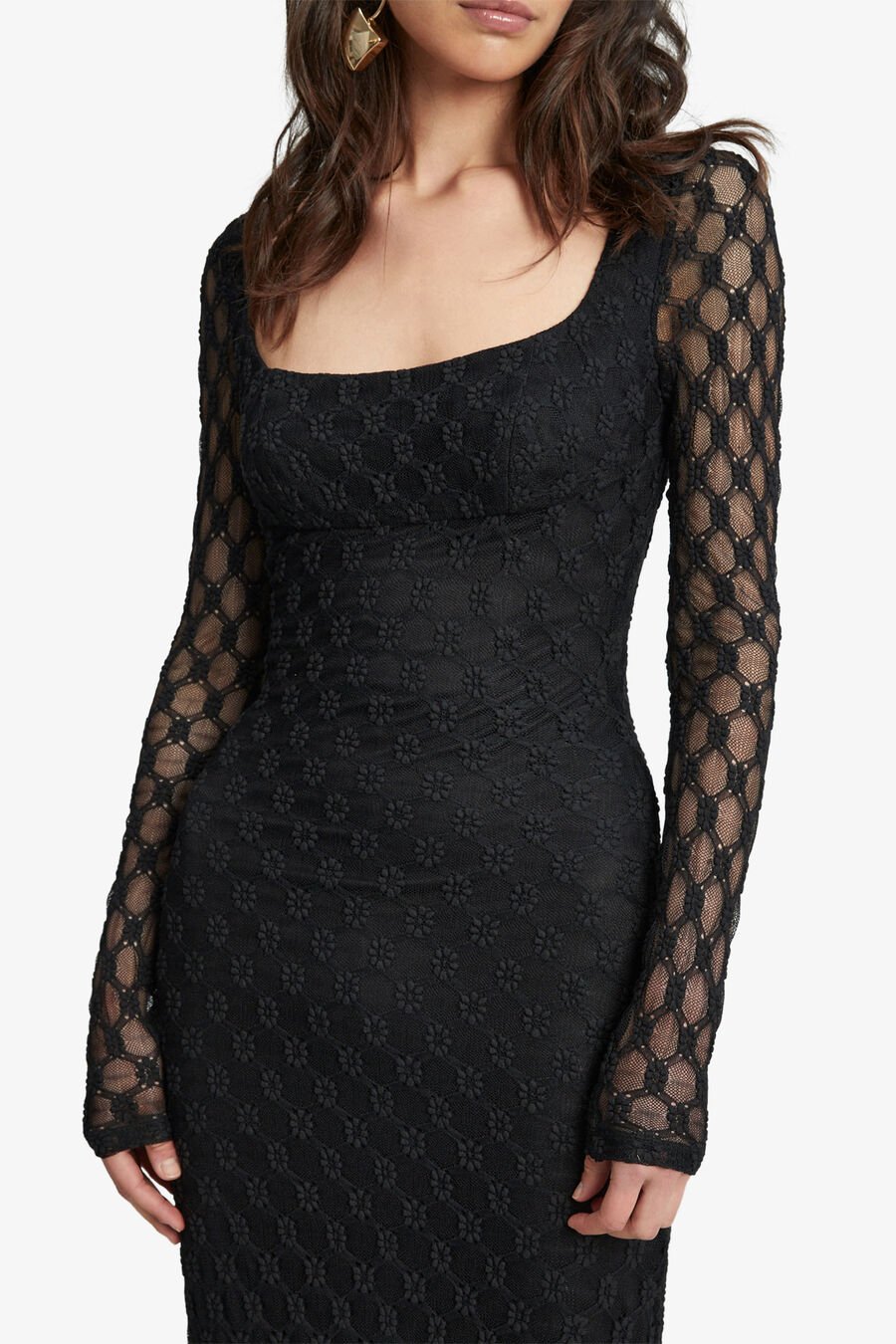 ADONI LACE MIDI DRESS in colour BLACK