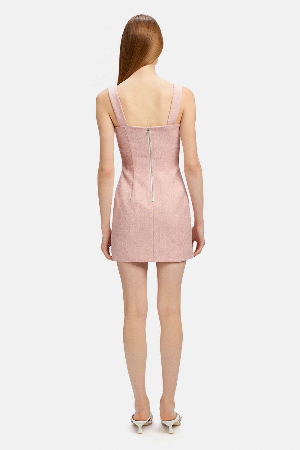 EMILIE BOUCLE MINI DRESS in colour ROSE QUARTZ