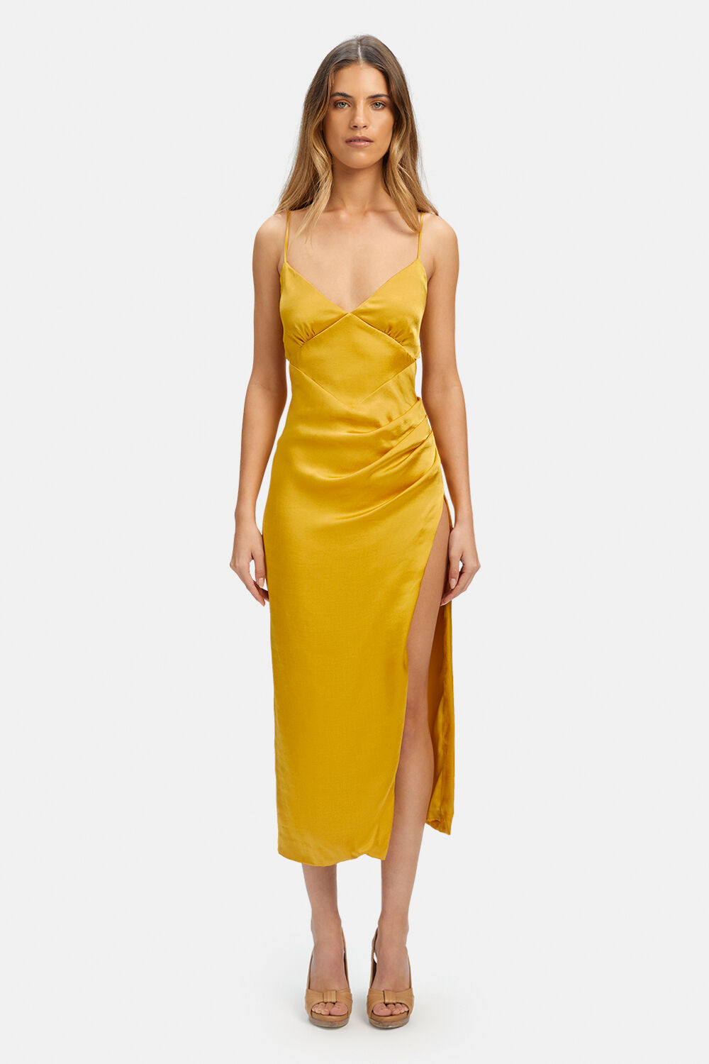 SEKA MIDI DRESS in colour MINERAL YELLOW