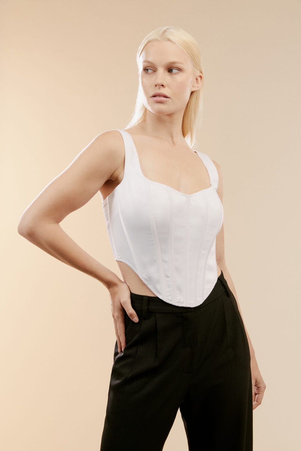 SATIN CORSET BUSTIER in colour BRIGHT WHITE