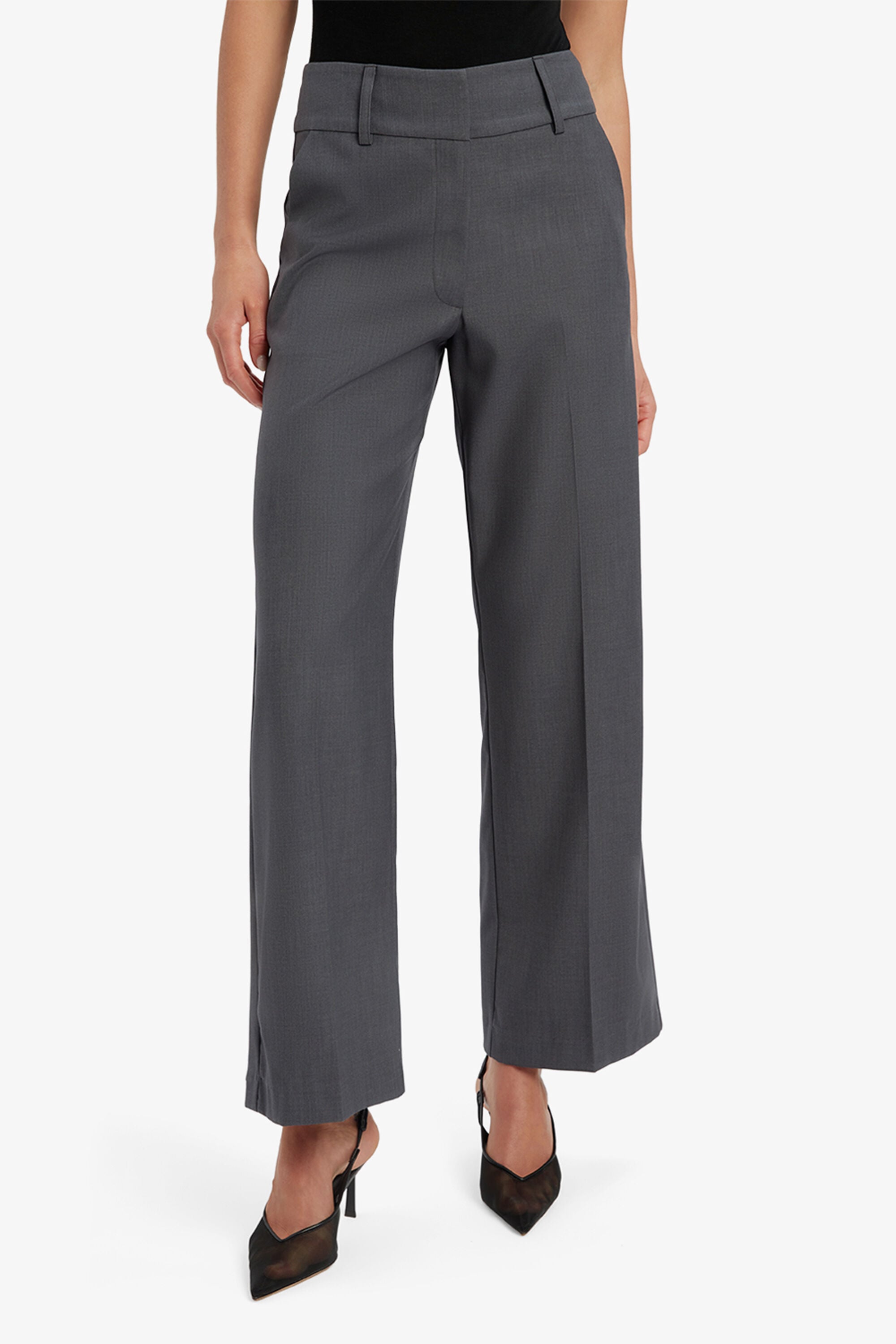 Maika Straight Leg Pant In Dark Grey | Bardot