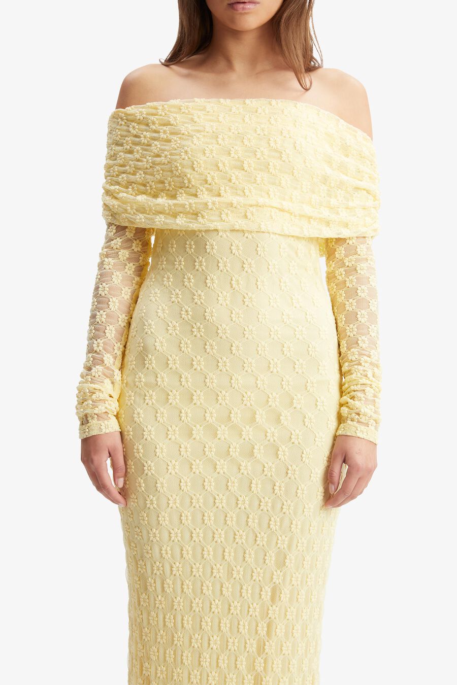 ADONI OFF SHOULDER MAXI DRESS in colour Canary Yellow