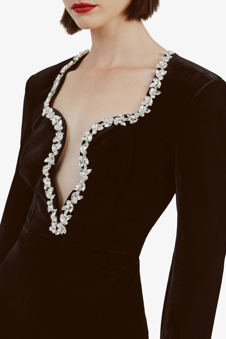 AUDRINA VELVET MINI DRESS in colour BLACK