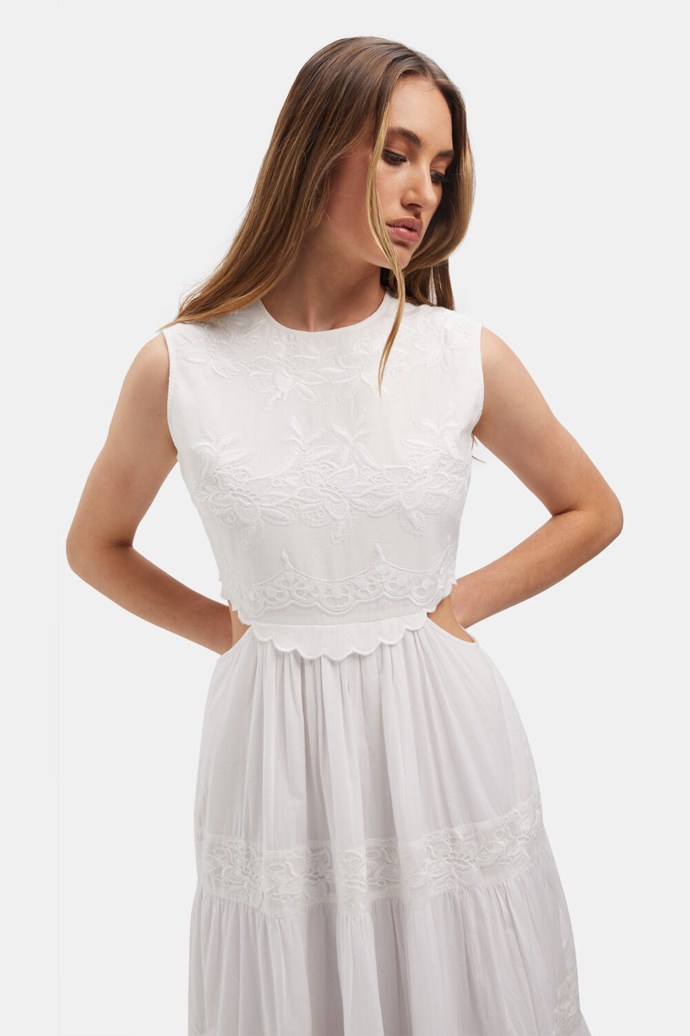SWOON MIDI DRESS in colour BRIGHT WHITE