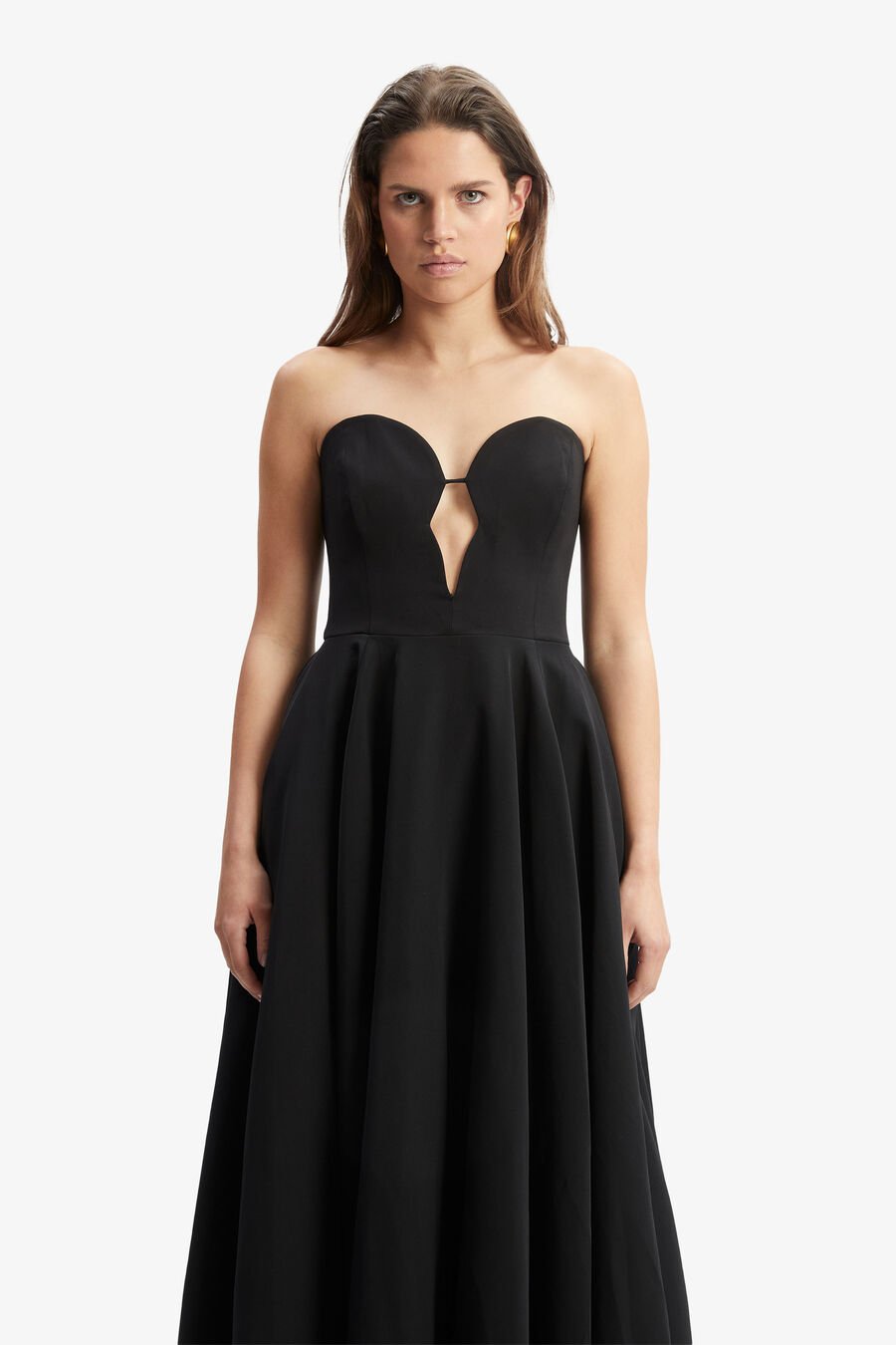 OPAL VOLUME MIDI DRESS in colour BLACK