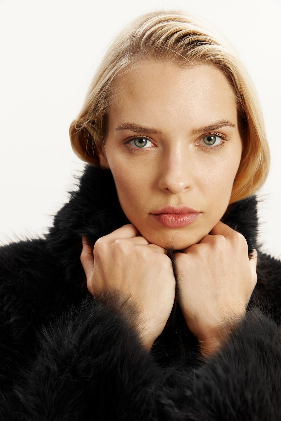 RENATA FAUX FUR JUMPER in colour BLACK