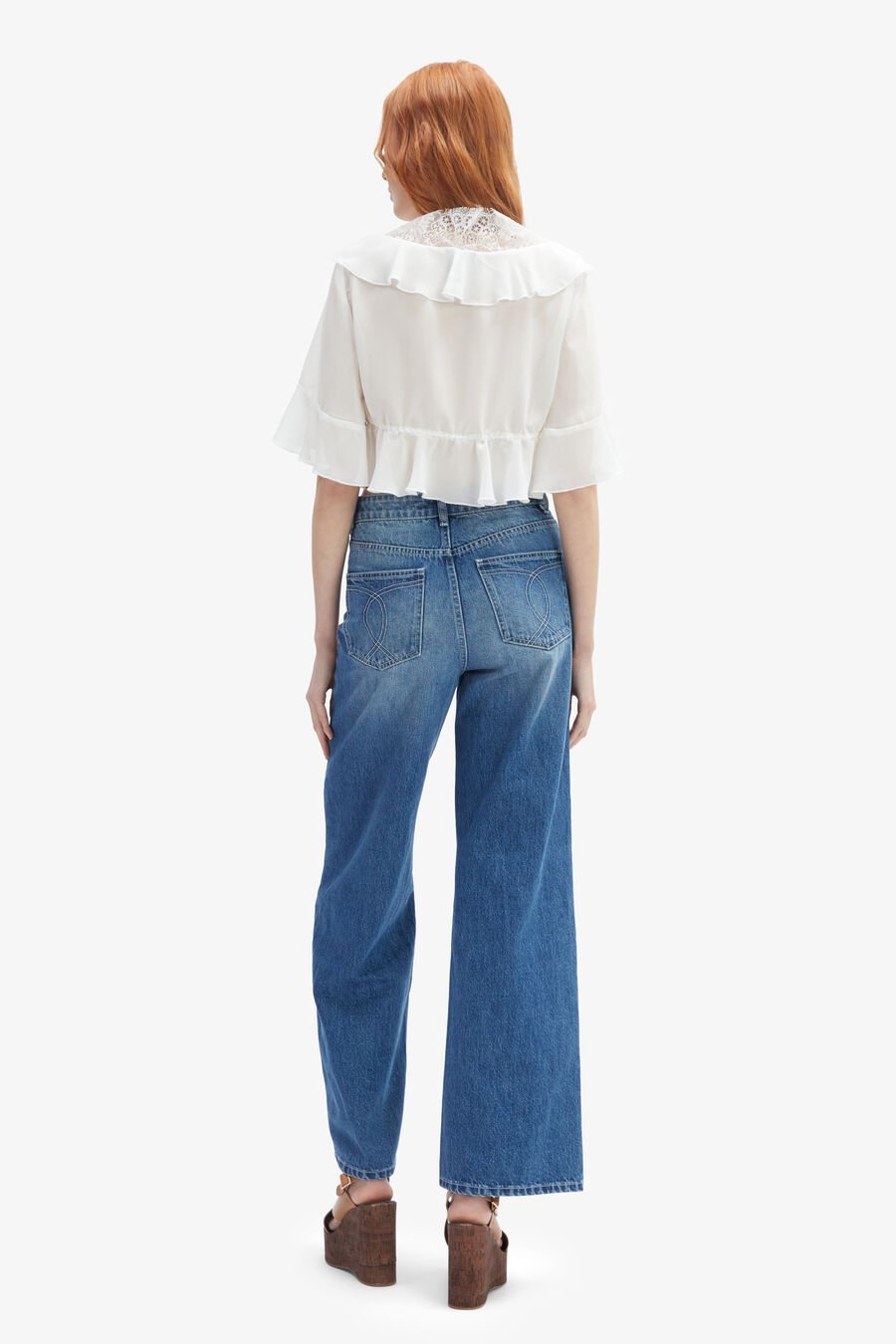 LOUELLE LACE TOP in colour IVORY