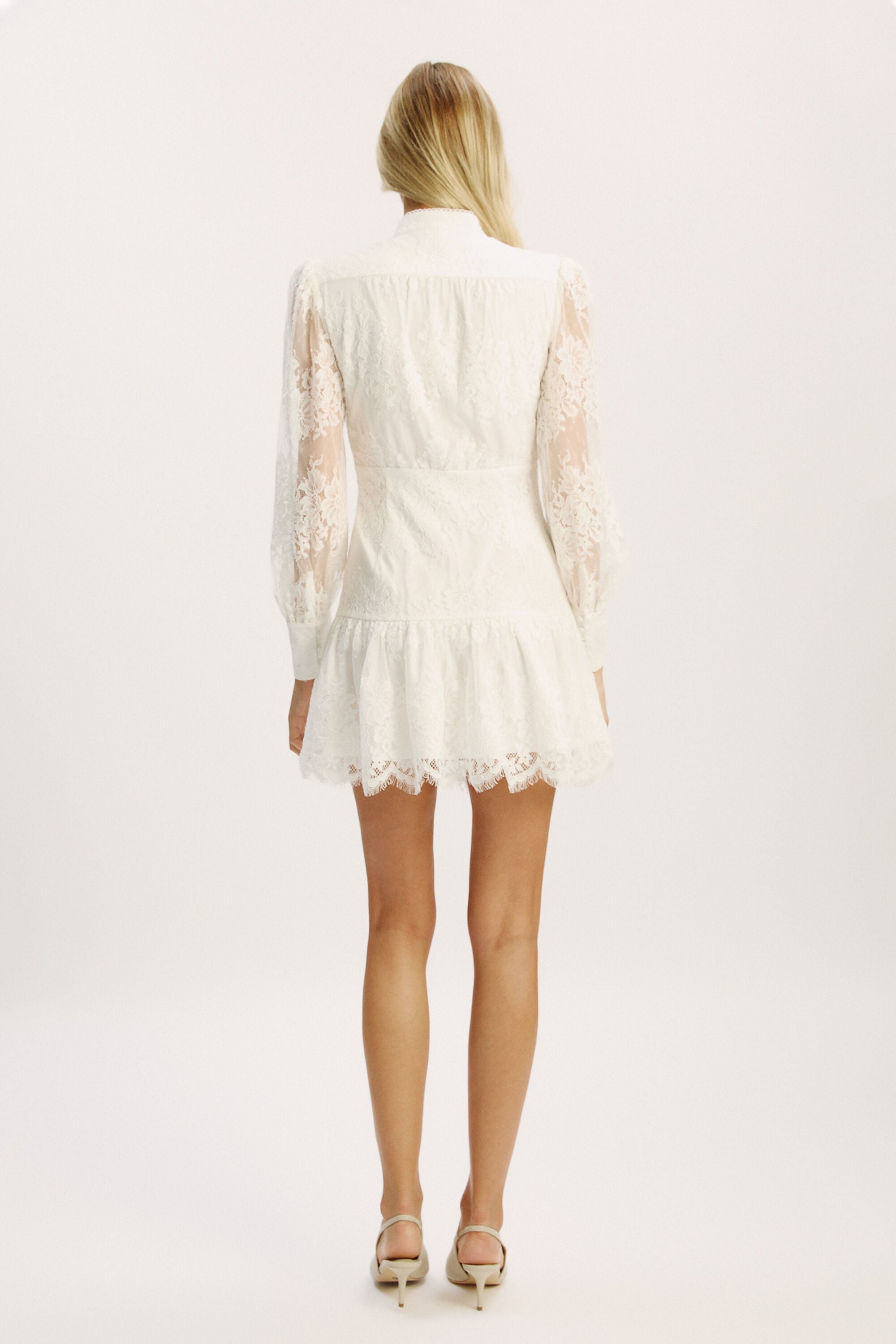 bardot aurora lace mini dress Bardot Antonia Long-Sleeve Lace Mini Dress