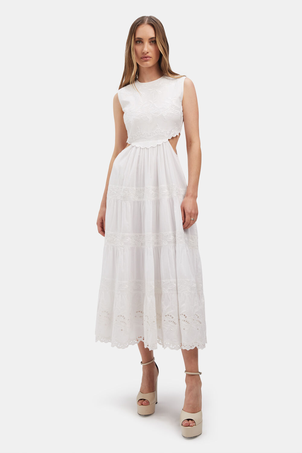 SWOON MIDI DRESS in colour BRIGHT WHITE