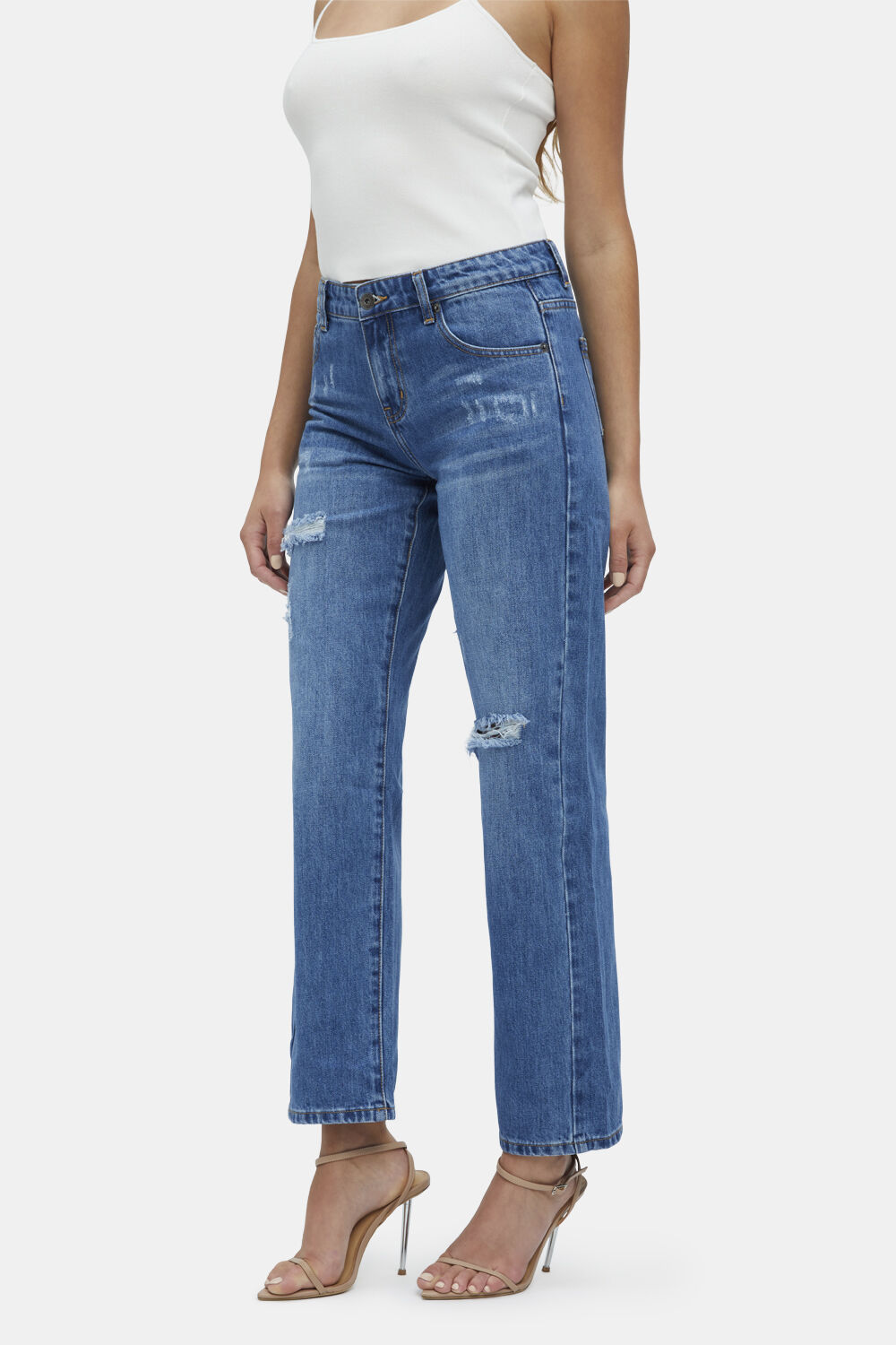 LOLA HIPSTER STRAIGHT LEG JEAN in colour CITADEL