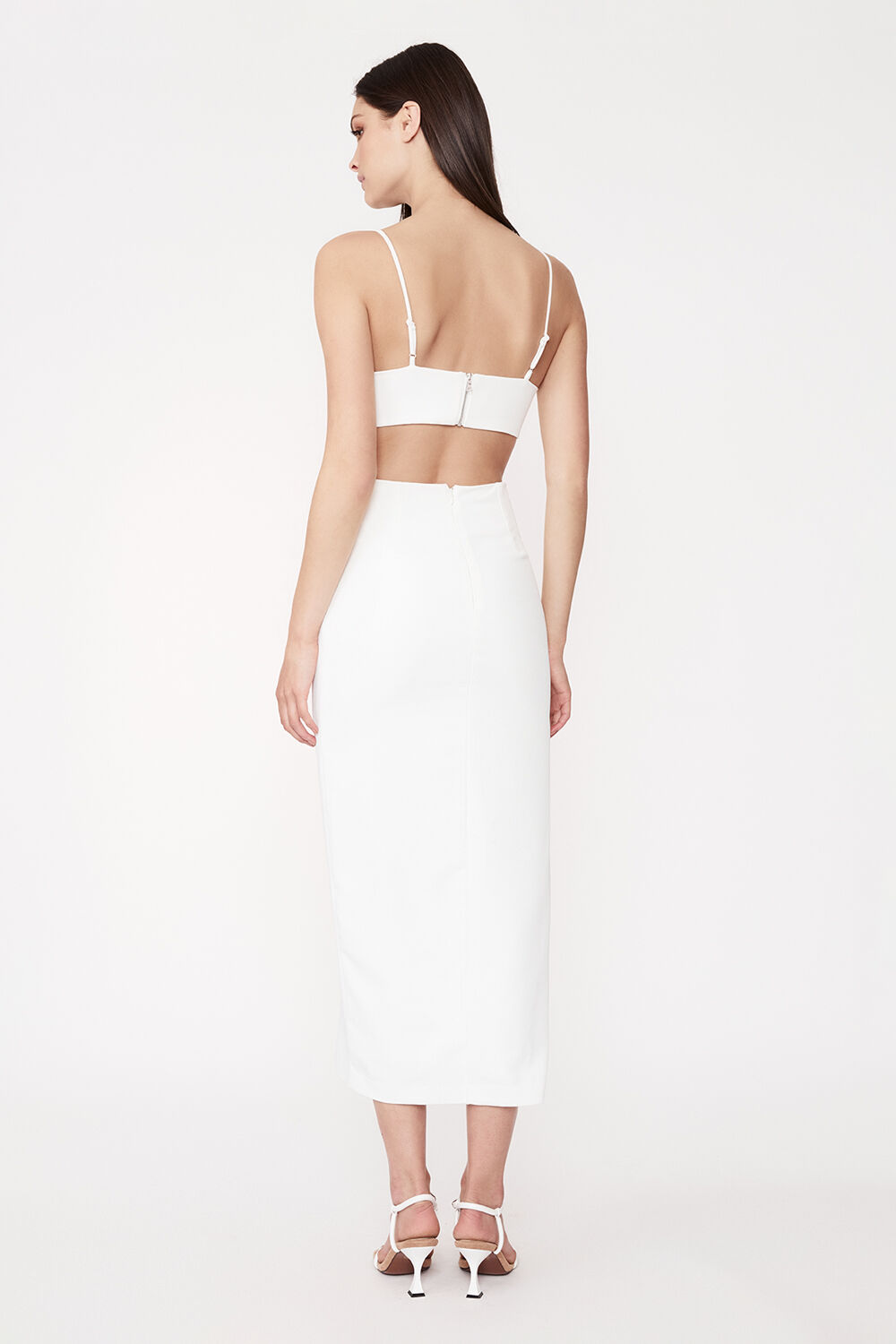 CUT OUT SLIT MIDI in colour CLOUD DANCER