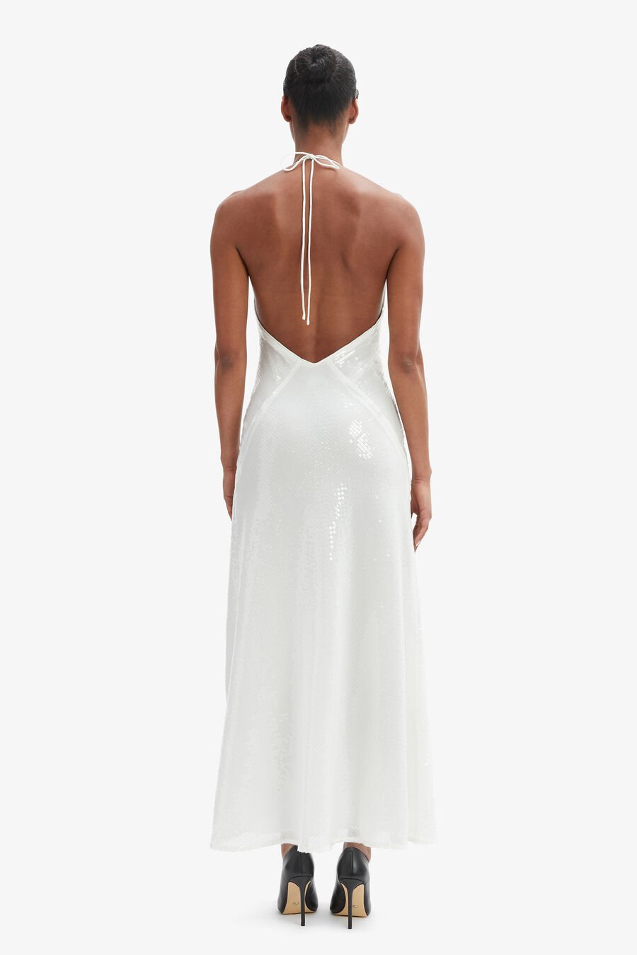 ARADIA SEQUIN HALTER DRESS in colour ORCHID WHT