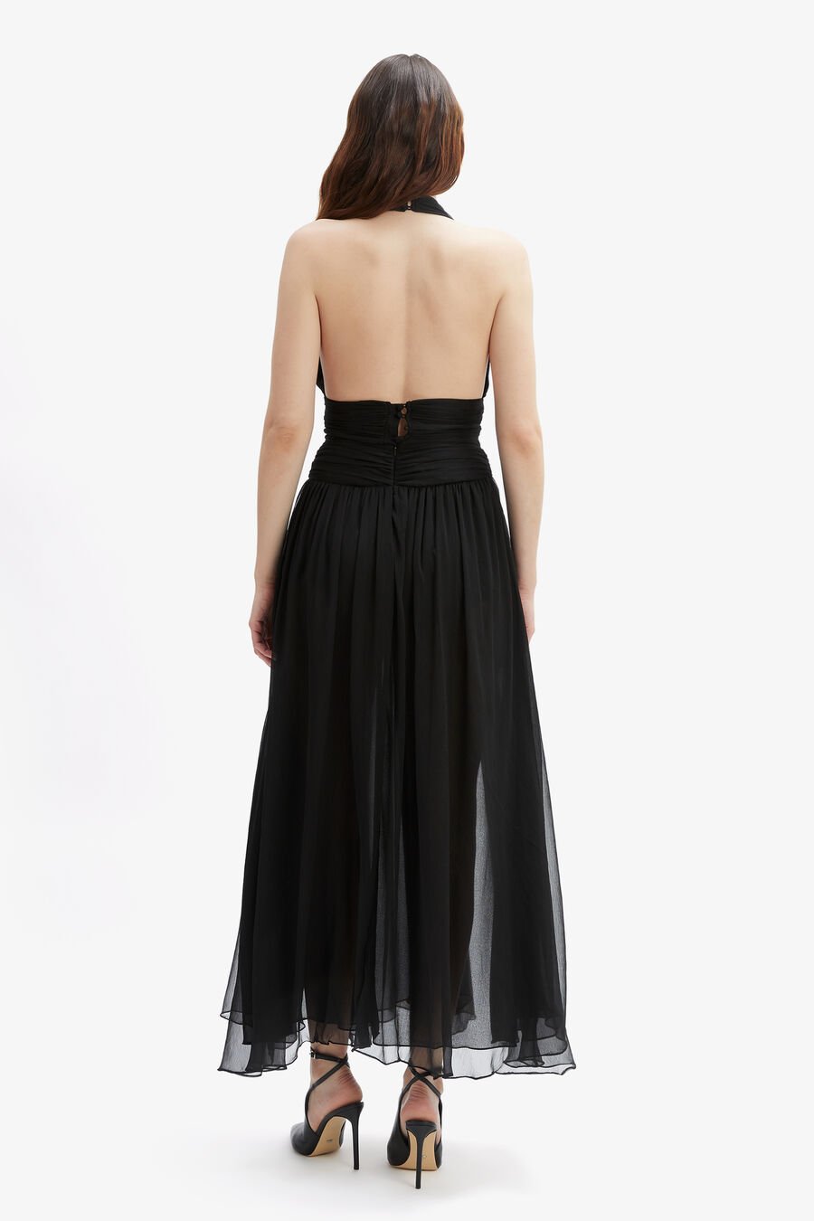 AMERIE SPLIT FRONT MAXI SKIRT in colour BLACK