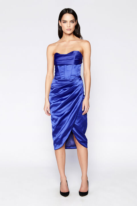 JAMILA CORSET DRESS in colour BRIGHT COBALT