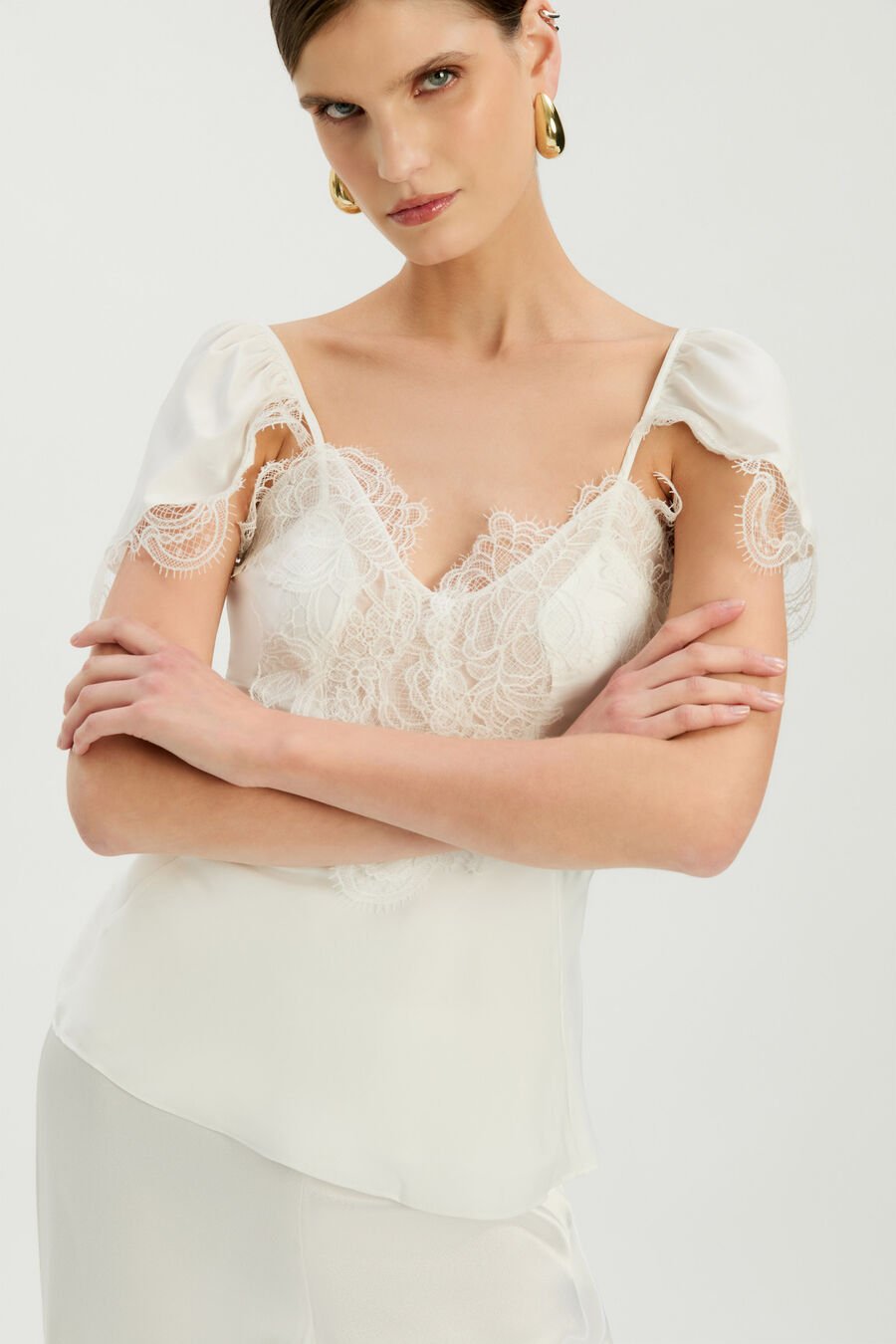 IVY LACE DETAIL CAMISOLE in colour Orchid White
