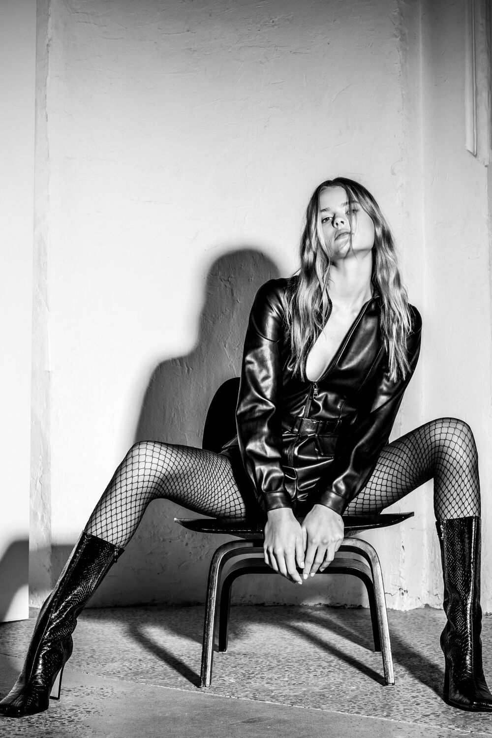 Black leather hot sale playsuit