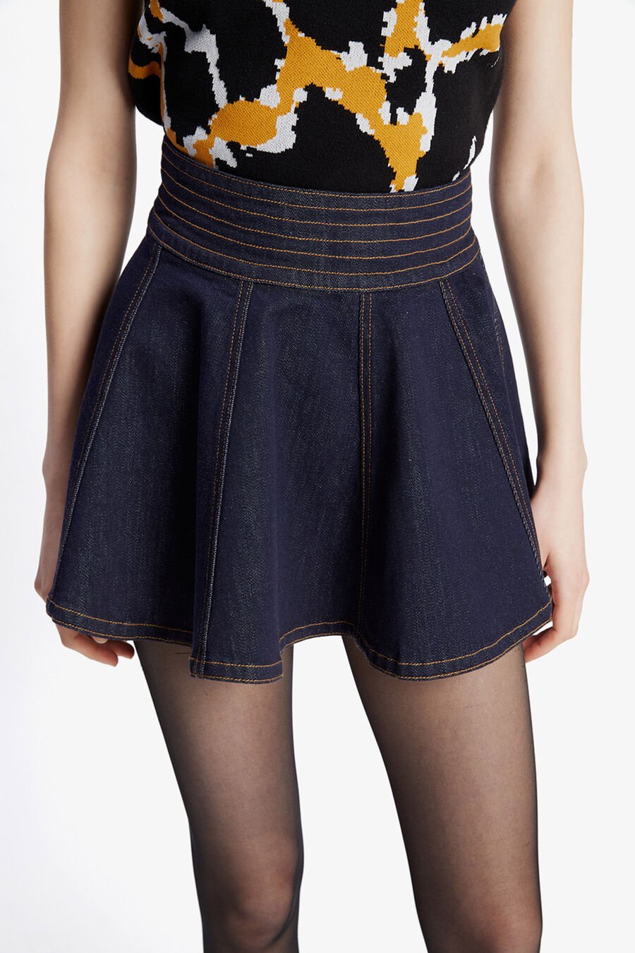 ARUBA DENIM MINI SKIRT in colour DARK