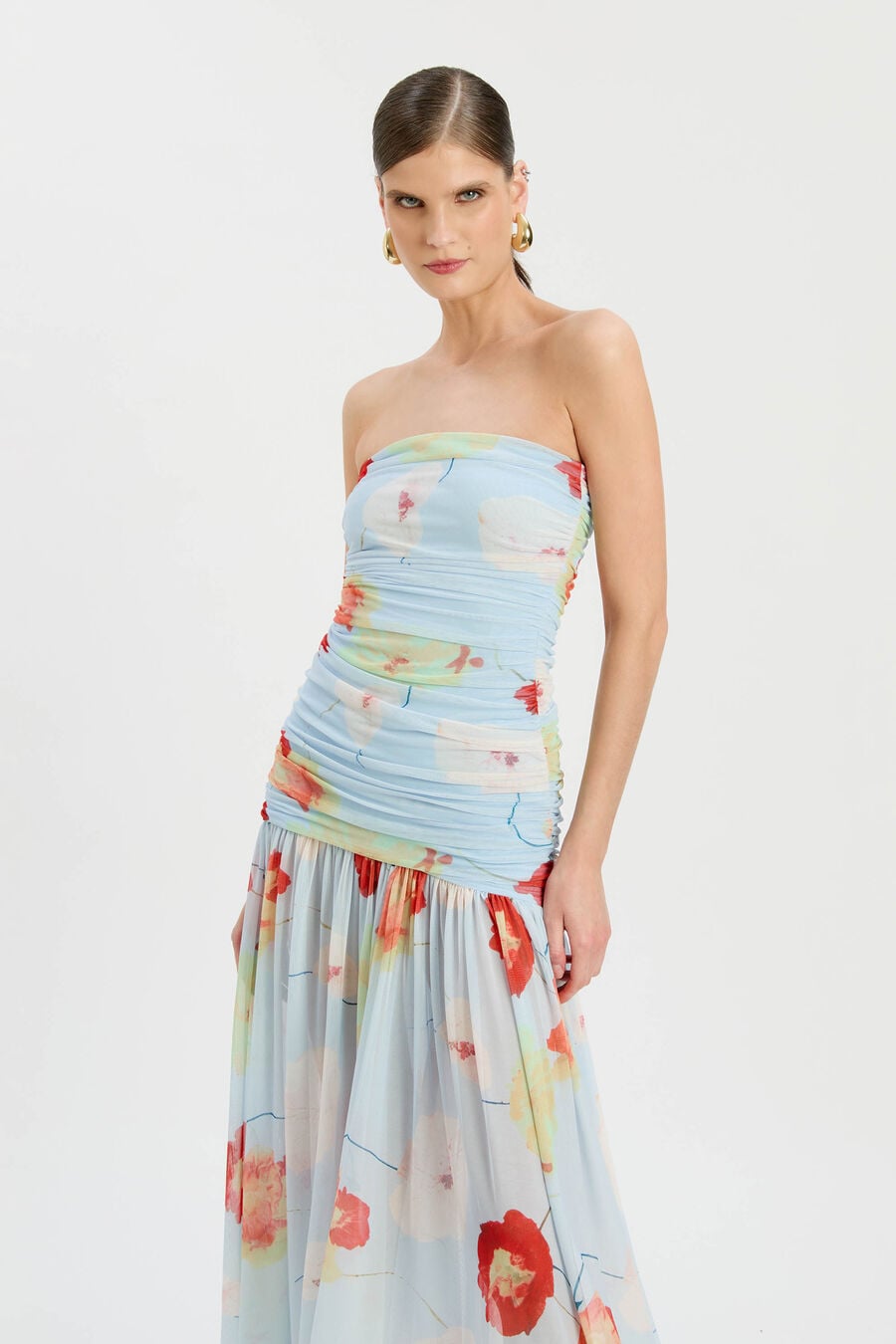 Solana Printed Mesh Maxi Dress