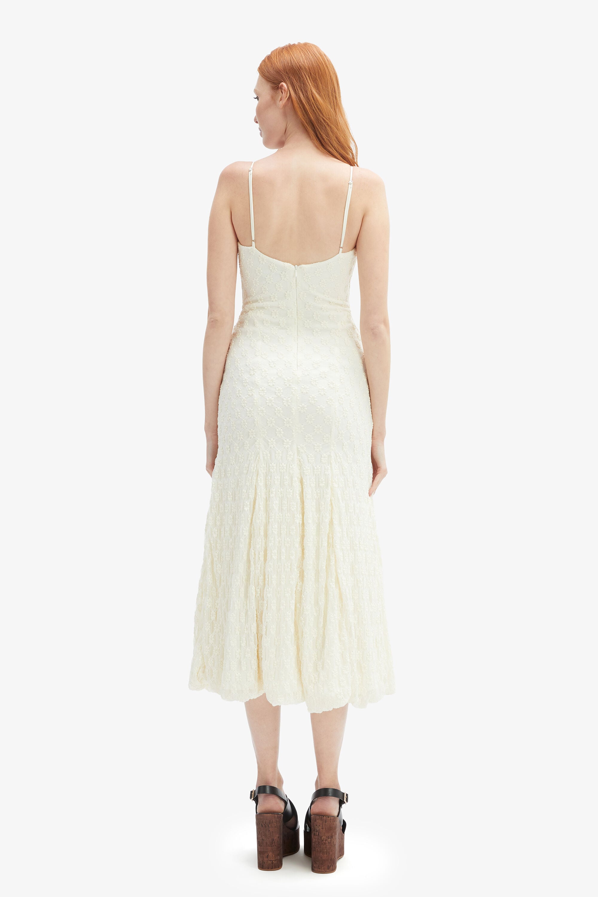 Delaney Lace Midi Dress In Ivory | Bardot
