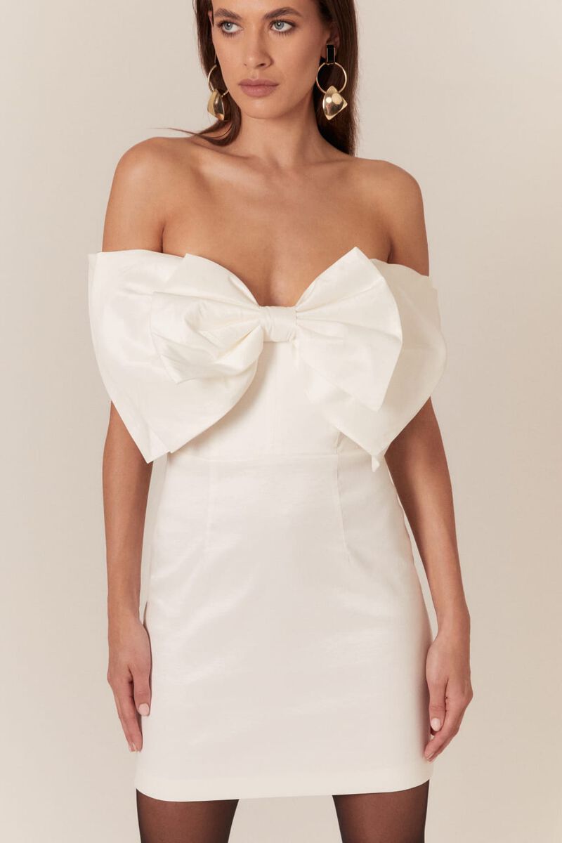 Bow Cutout Dress White