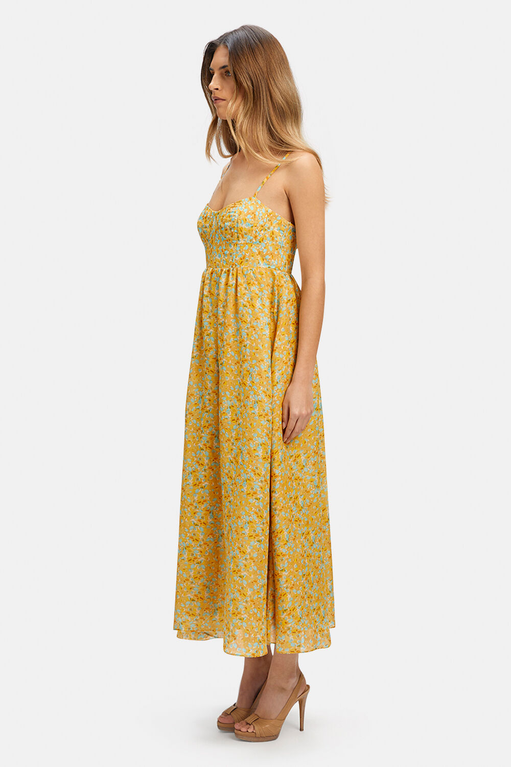 MILIKA PRINTED MIDI DRESS in colour CAVIAR
