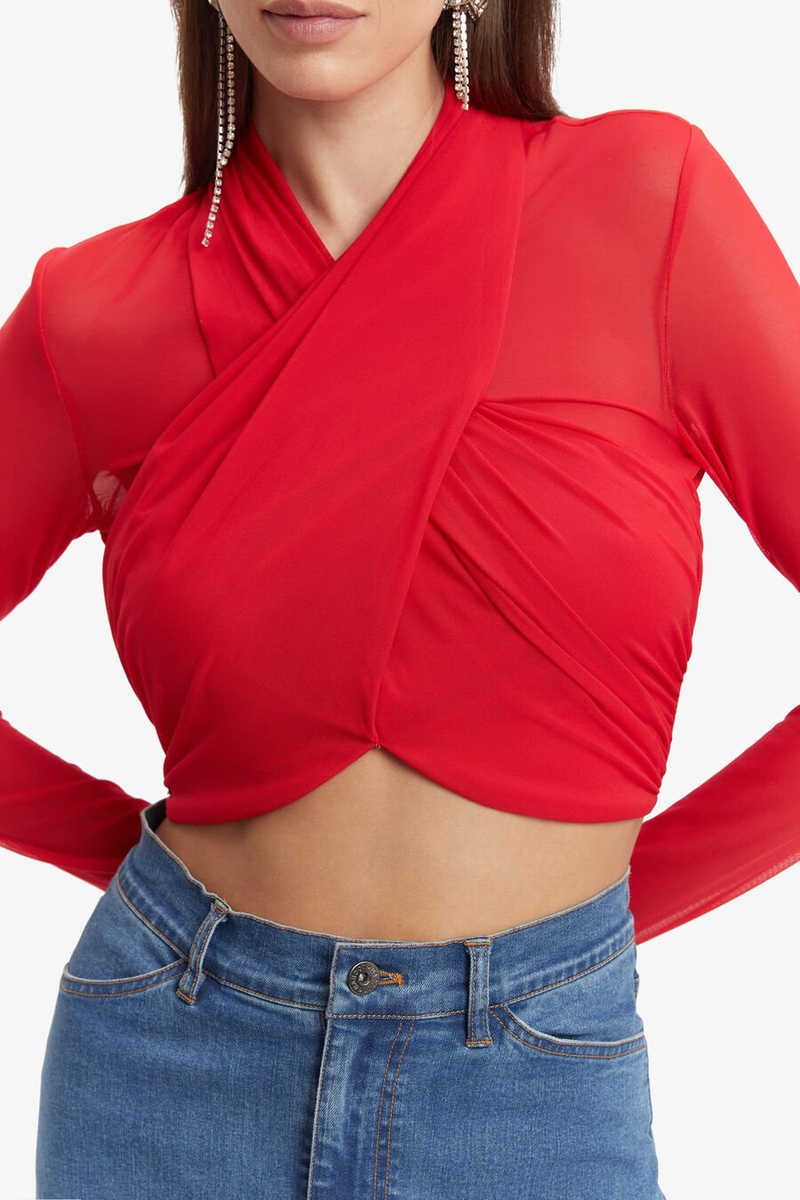 ALIYAH TOP in colour FIRE RED