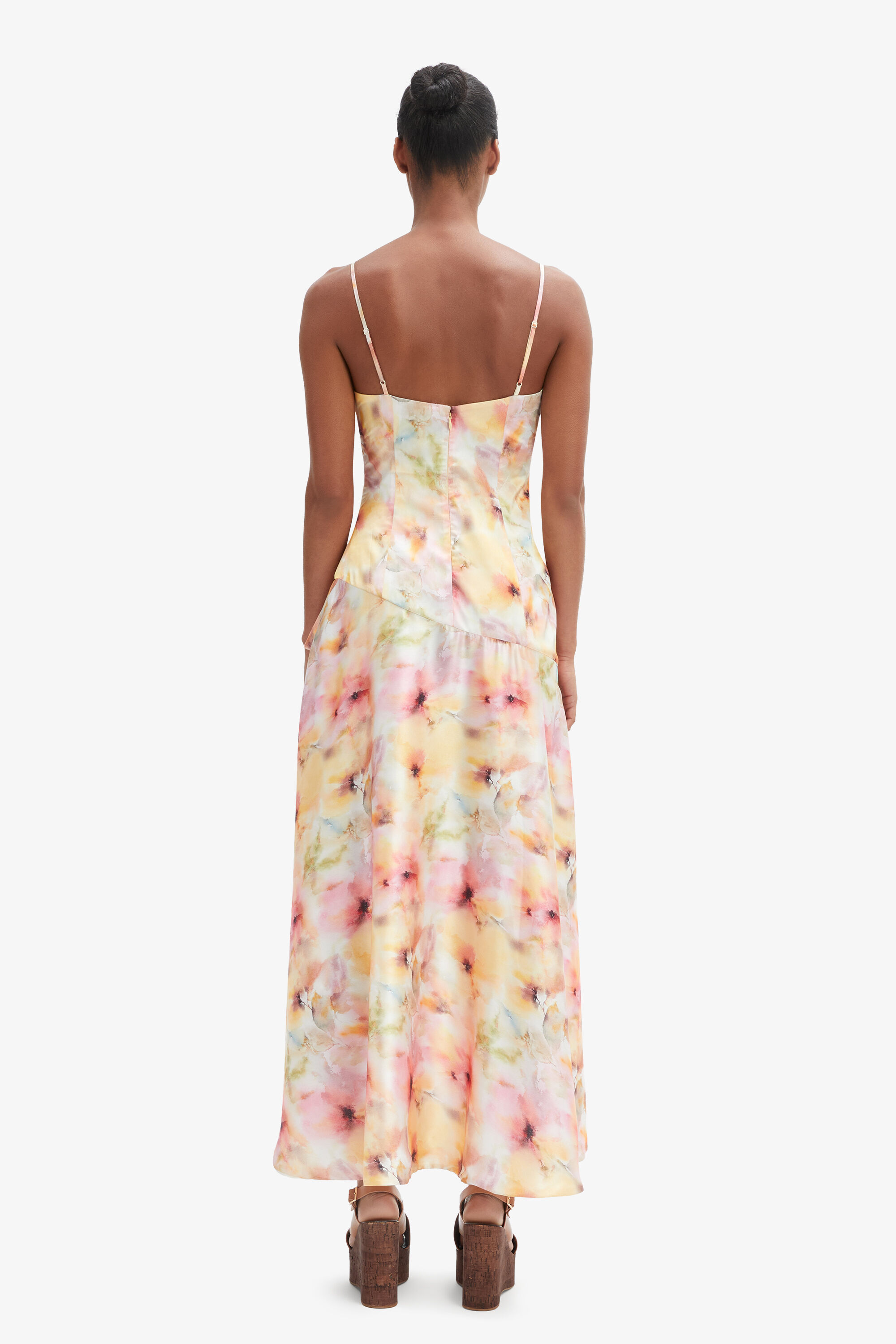knee length dresses for ladies Sunset Serenade Lavender Floral Midi Dress – Shop the Mint main image 1