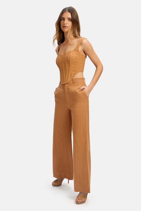 LINEN CORSET BUSTIER in colour HONEY MUSTARD