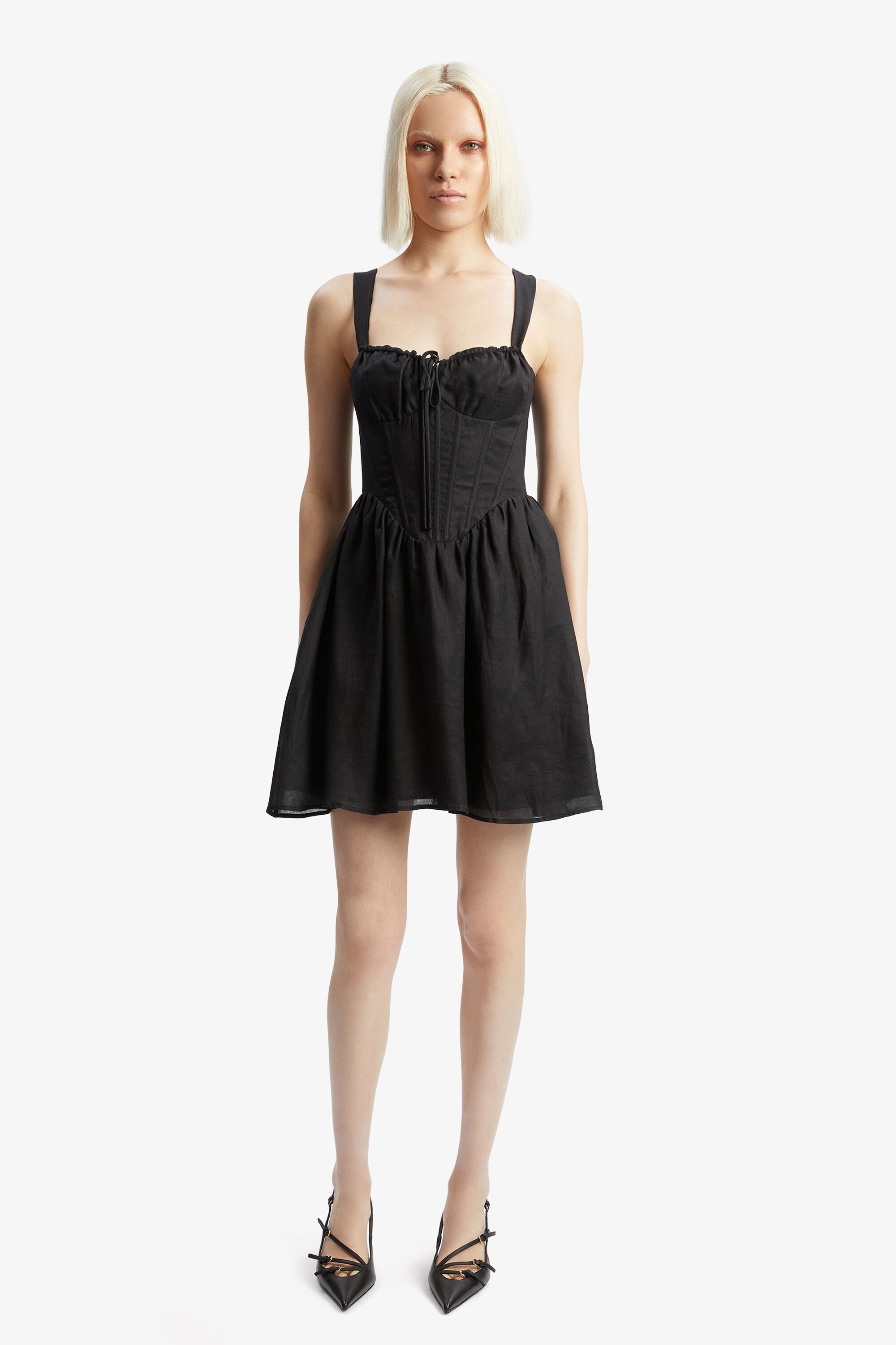 スカート andmary Tess blouse mini dress black Tess blouse mini dress